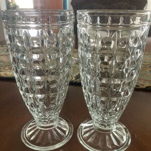 2 VTG soda fountain/ malt/milkshake glasses